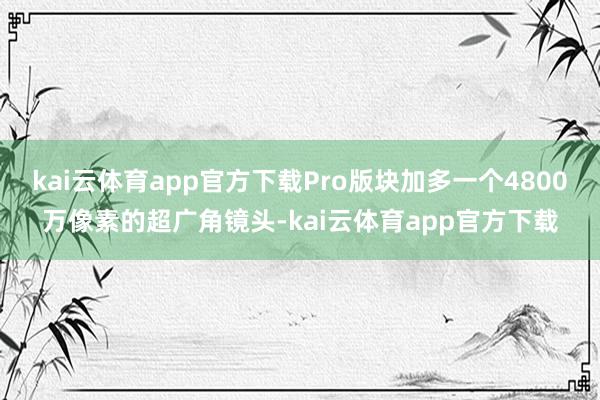 kai云体育app官方下载Pro版块加多一个4800万像素的超广角镜头-kai云体育app官方下载