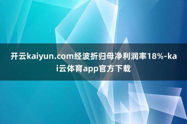 开云kaiyun.com经波折归母净利润率18%-kai云体育app官方下载