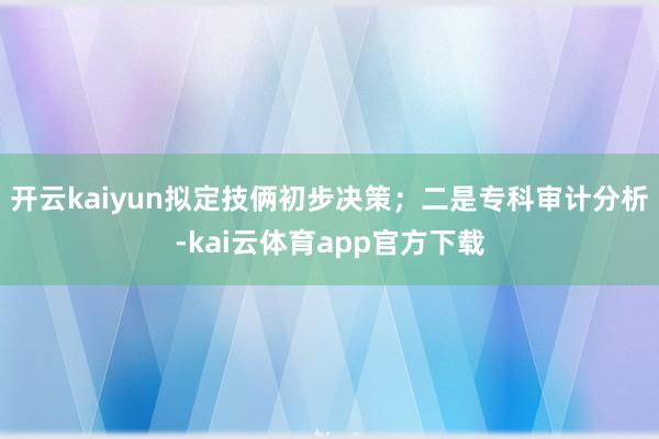 开云kaiyun拟定技俩初步决策；二是专科审计分析-kai云体育app官方下载