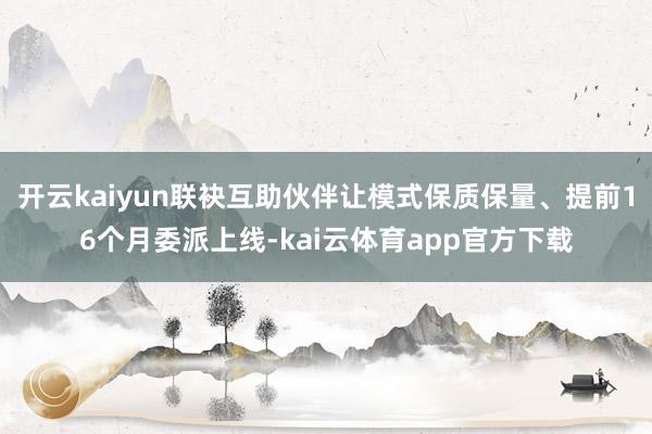 开云kaiyun联袂互助伙伴让模式保质保量、提前16个月委派上线-kai云体育app官方下载